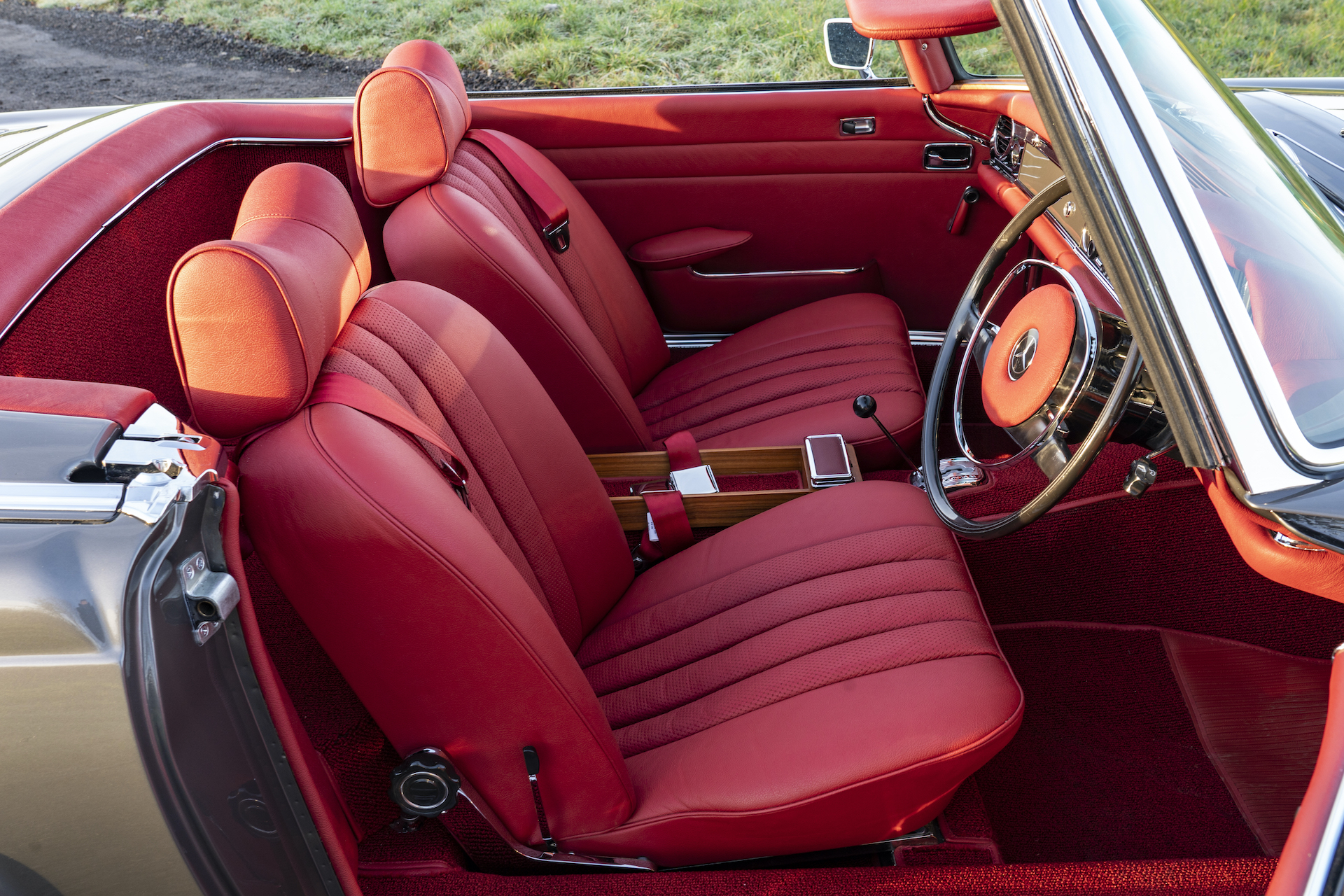 Sumptuous Red Leather Interior of a Mercedes Pagoda 280SL